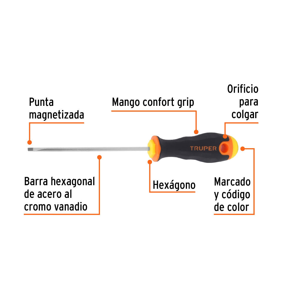 Desarmador Cabinet Truper 1/8" x 4"