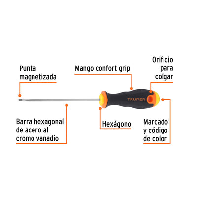 Desarmador Cabinet Truper 1/8" x 4"