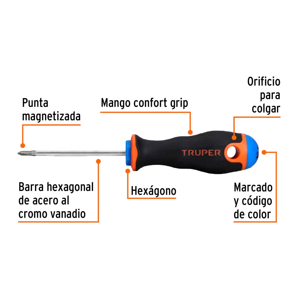 Desarmador de Cruz Truper 1/8" x 2-1/2"