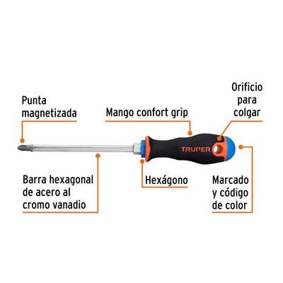 Desarmador de Cruz Truper 5/16" x 6"