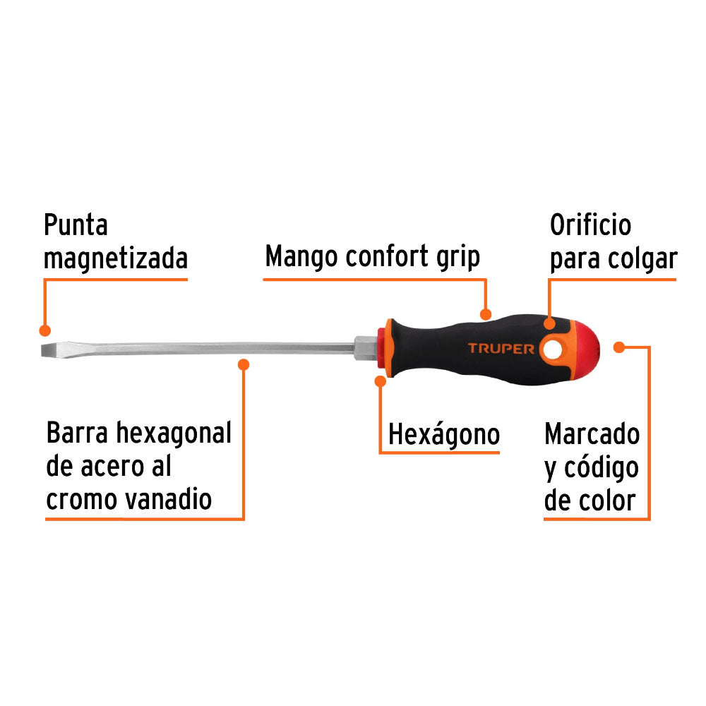 Desarmador Plano Truper  3/16" x 6"