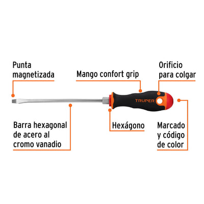 Desarmador Plano Truper  3/16" x 6"