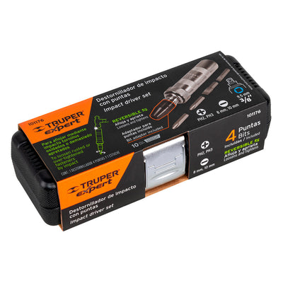Desarmador Truper Expert de Impacto con 4 Puntas de Acero S2 3/8"