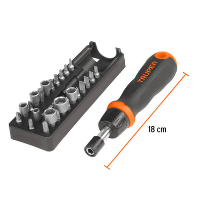 Desarmador Truper Tipo Matraca con 17 Puntas y 7 Dados