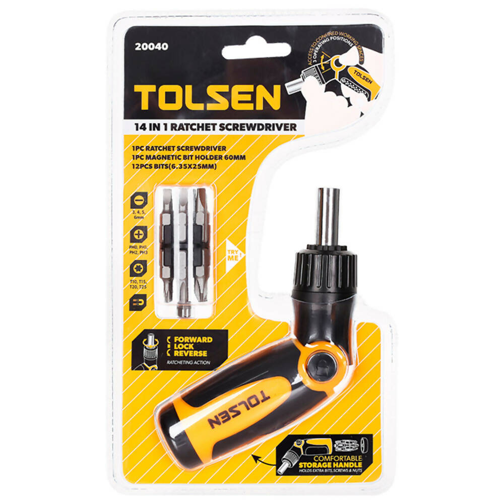 Destornillador de Carraca Tolsen 14 en 1
