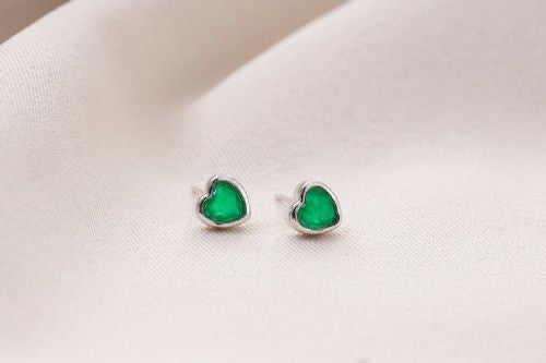 Par de Aros de Plata Color Verde