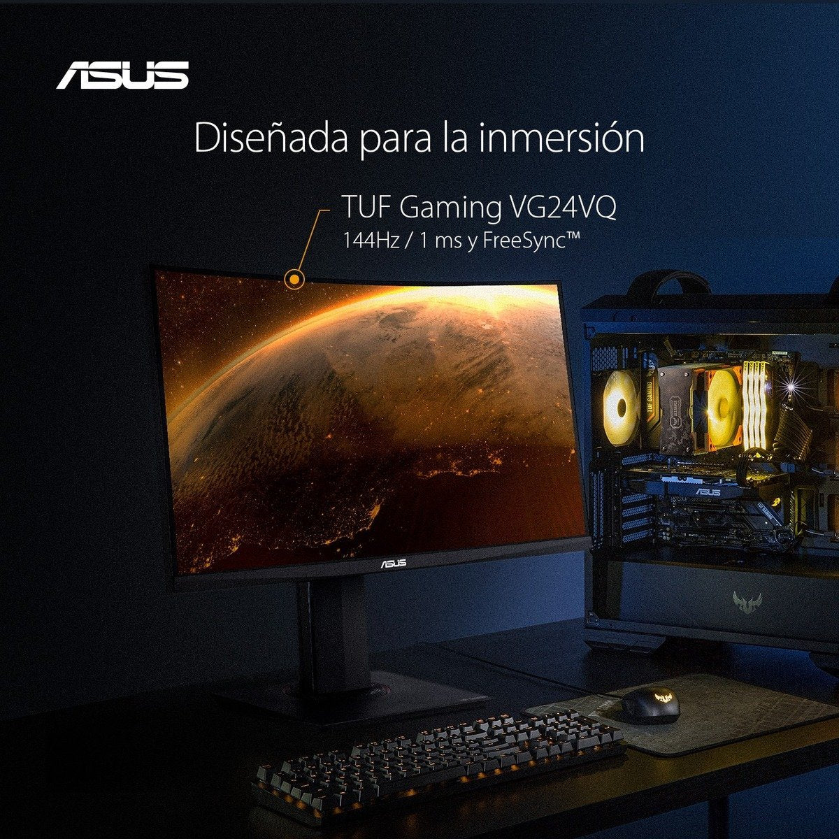 Monitor Curvo Gamer ASUS TUF VG24VQ de 23.6"