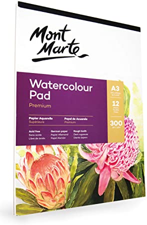 Bloc de Papel para Acuarela Premium Mont Marte A3 (12 Hojas de 300 g)