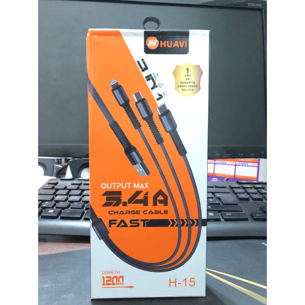 Cable de Datos Huavi H-15 3In1 Tres Entradas