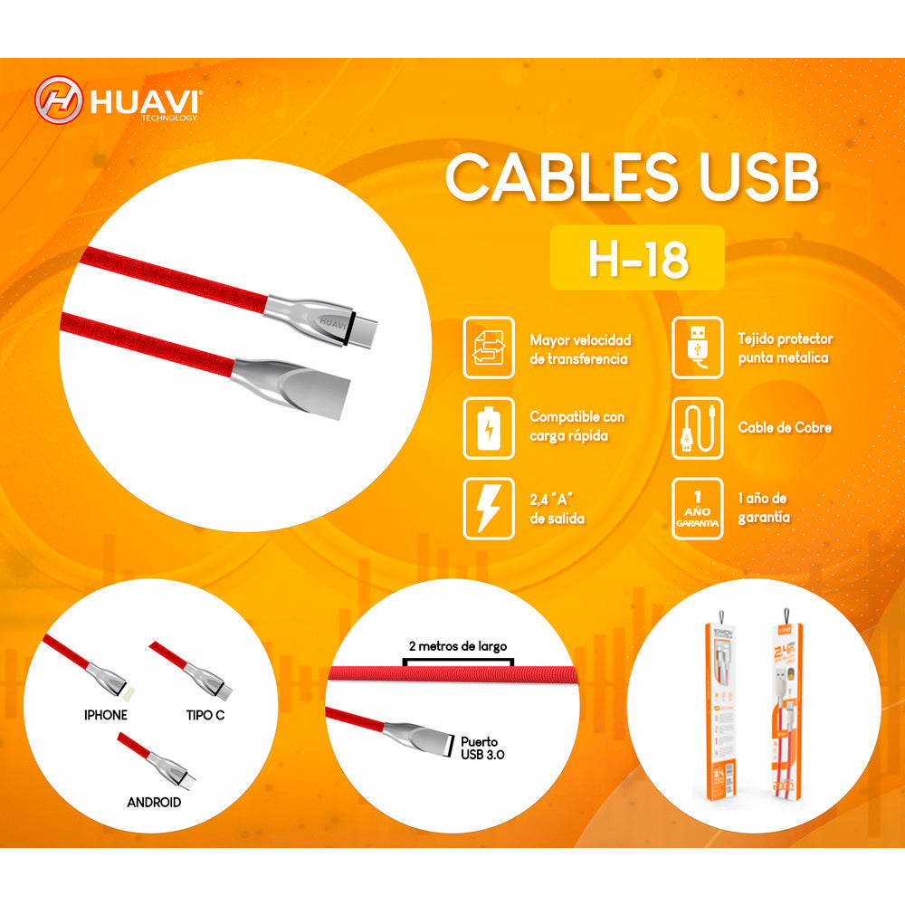 Cable de Datos Huavi H-18 I5 Iphone