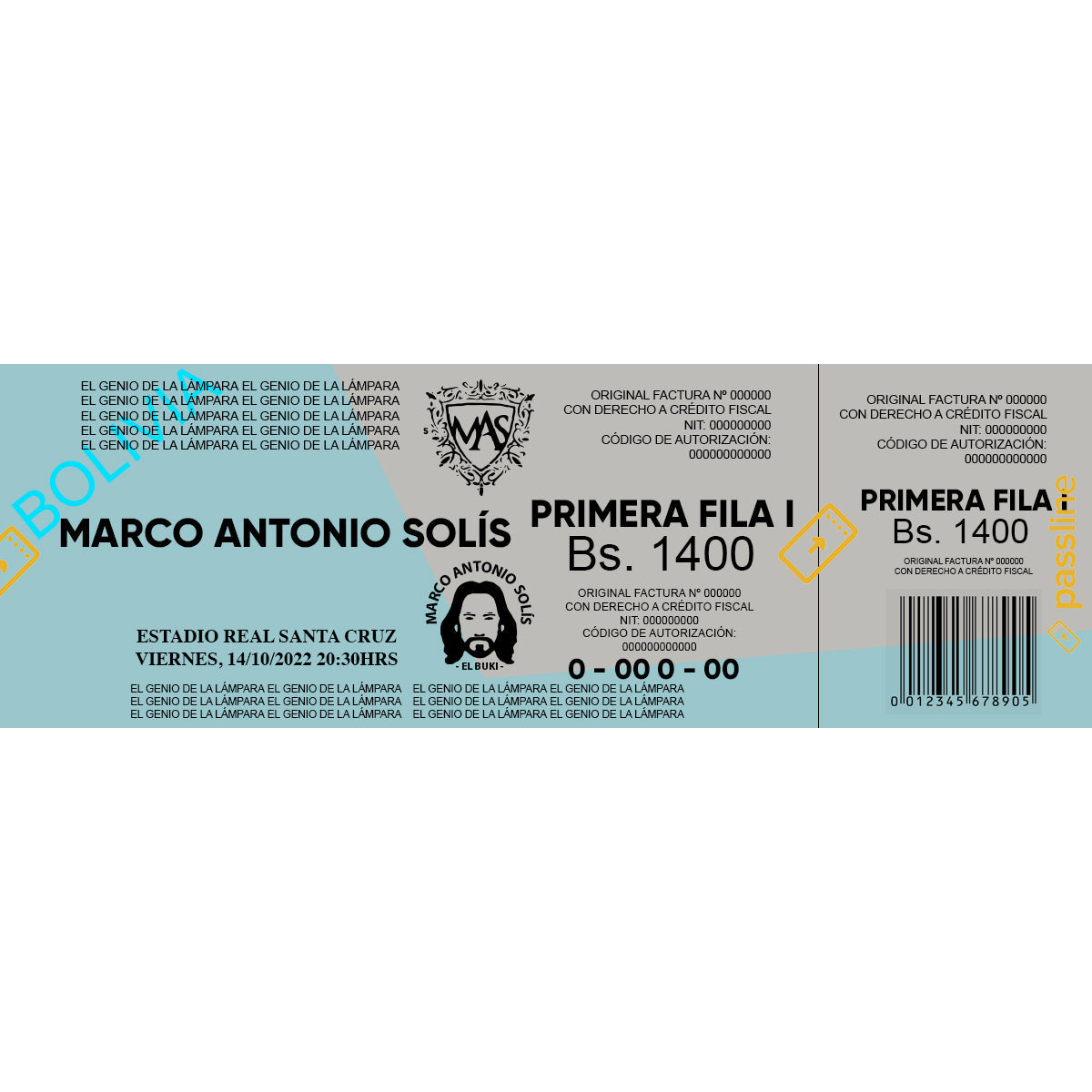 Pre Venta -Entrada Concierto Marco Antonio Solis - Sector Primera Fila - Fila I