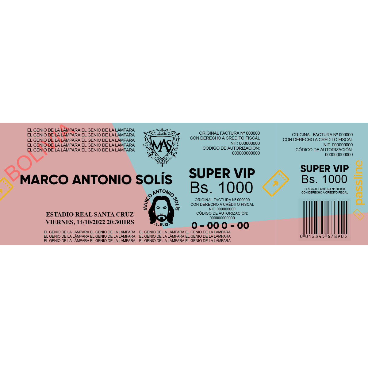 Pre Venta -Entrada Concierto Marco Antonio Solis - Sector Super VIP - Fila H