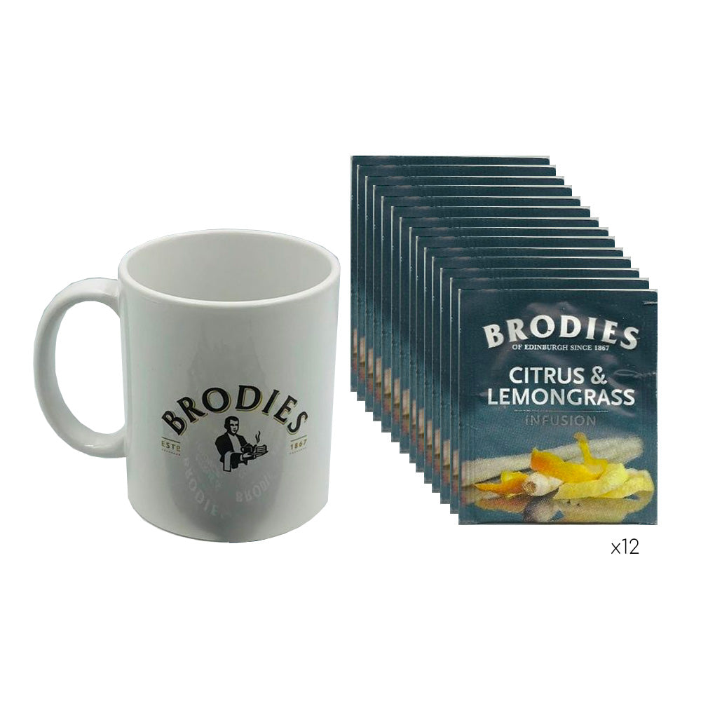 Taza Brodies + 12 Sobres de Té