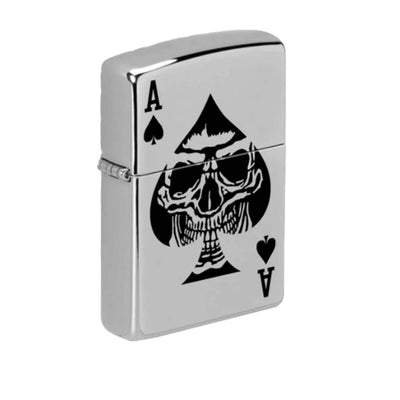 Encendedor Zippo Calavera As De Espada Cromo Satinado