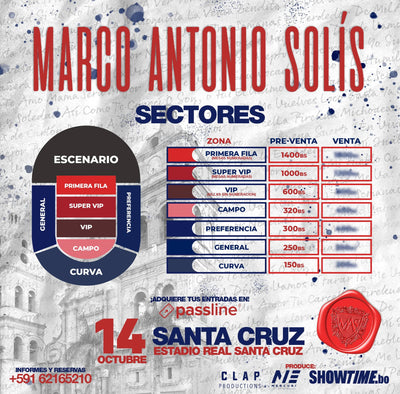 Pre Venta -Entrada Concierto Marco Antonio Solis - Sector Campo