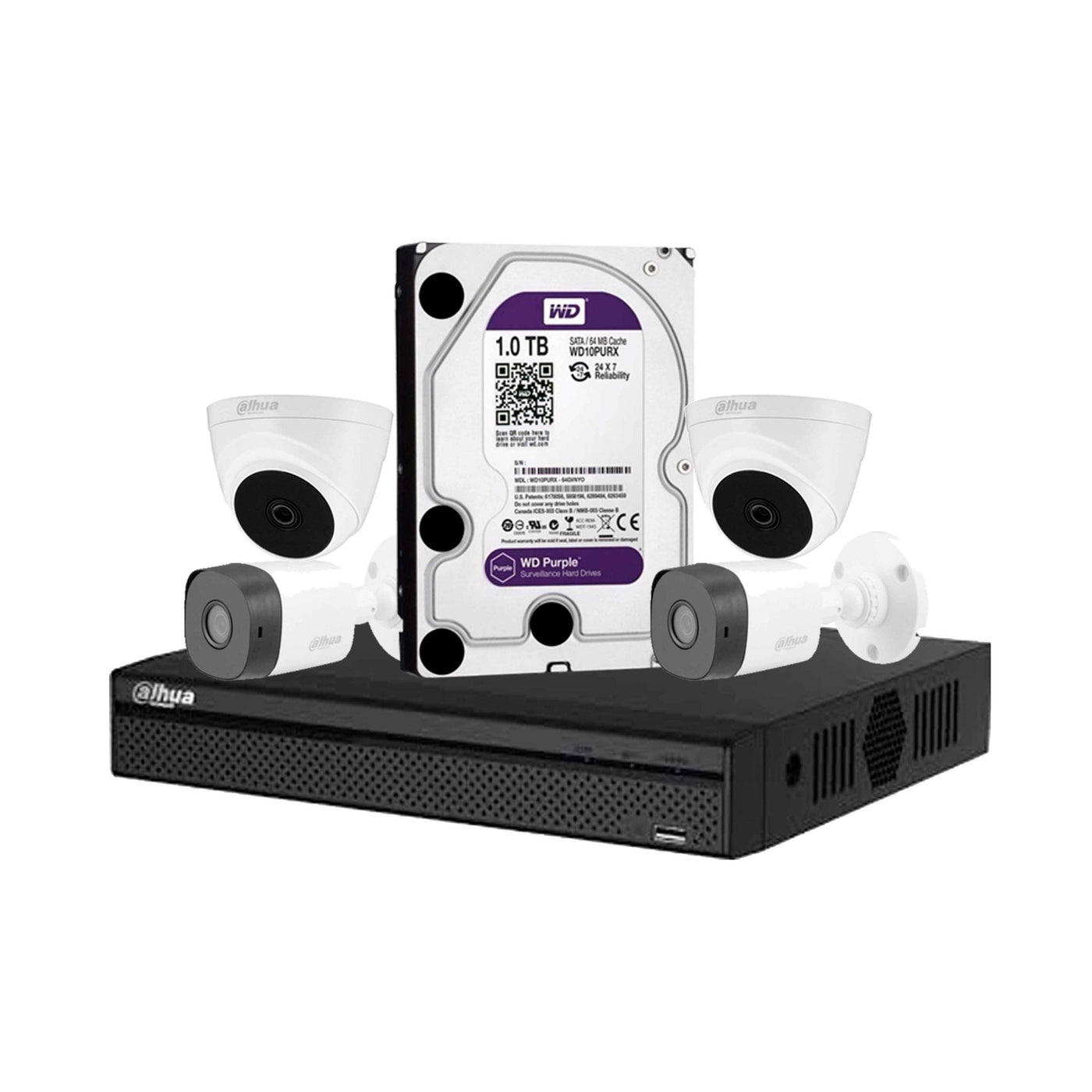 Kit de 4 Cámaras de Seguridad Full HD Dahua