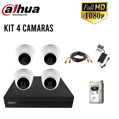 Kit de 4 Cámaras de Seguridad Full HD Dahua